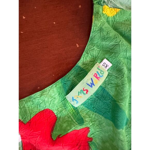 Vintage Jams World Floral Colorful Sun Dress Mini Short Sleeve Size XS Floral - Picture 10 of 12